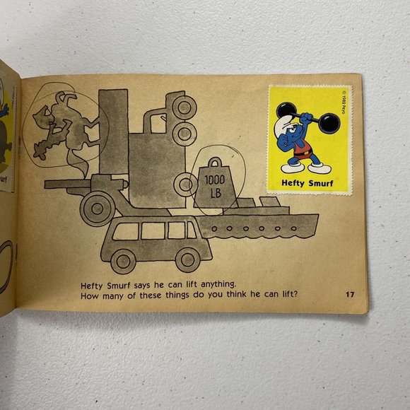 Vintage Smurf Stamp Fun 32 Stamps Puzzles Happy House Booklet - Picture 2 of 4